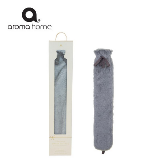 Aroma Home Long Hot Water Bottle-Grey Faux Fur Grey