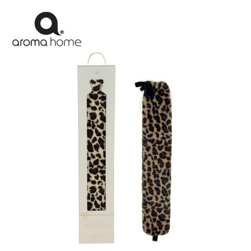 Aroma Home Long Hot Water Bottle-Leopard Print Faux Fur Leopard