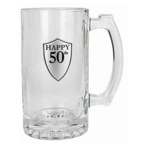 Ronis 50th Beer Stein with Handle Pewter Look 16cm 500ml