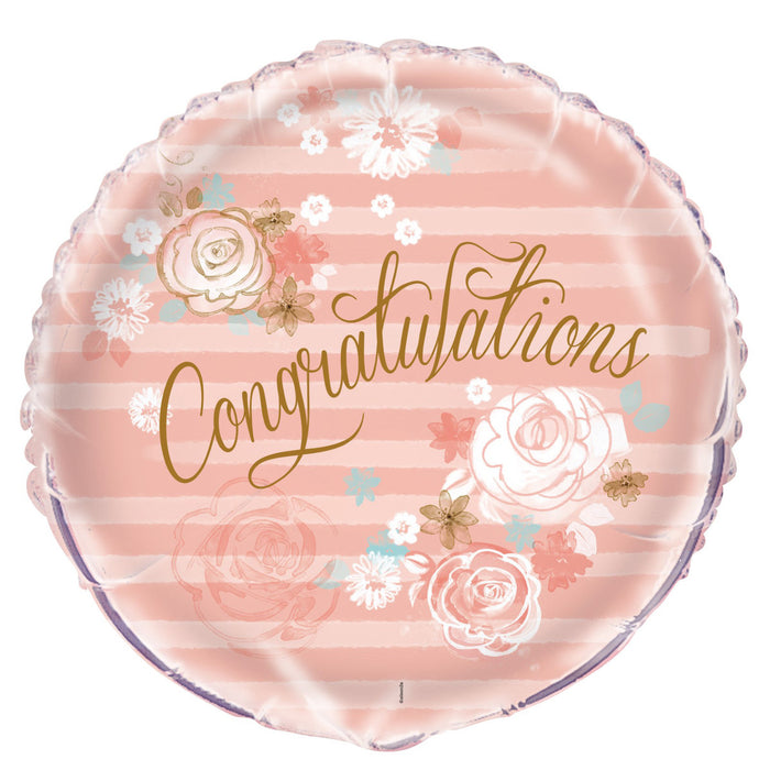 Floral Congratulations Foil Balloon 45cm