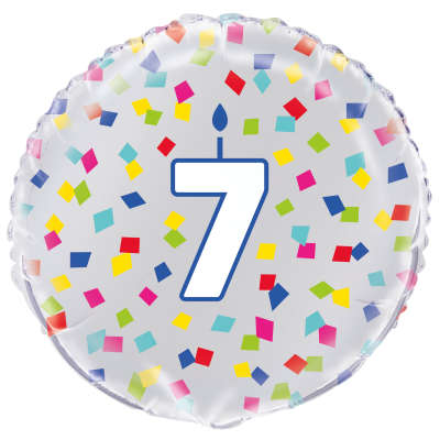 Rainbow Confetti Birthday Number 7 Balloon 45cm