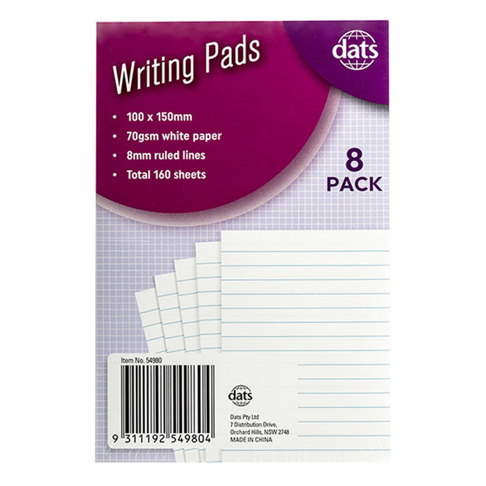 Pad Paper Writing 100x150mm 8pk