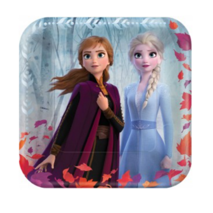 Frozen 2 Square Mettalic Plates 22cm