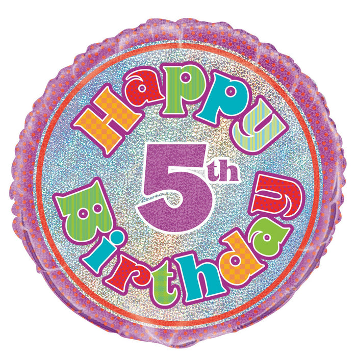 5th Bday Foil Balloon 45cm