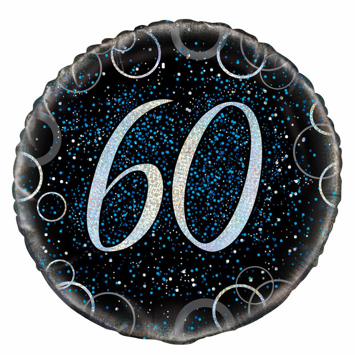 Glitz Blue 60th Birthday Foil Balloon 45cm