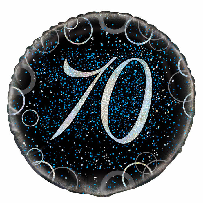 Glitz Blue 70th Birthday Foil Balloon 45cm