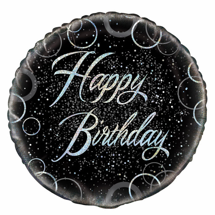 Glitz Silver Happy Birthday Foil Balloon 45cm