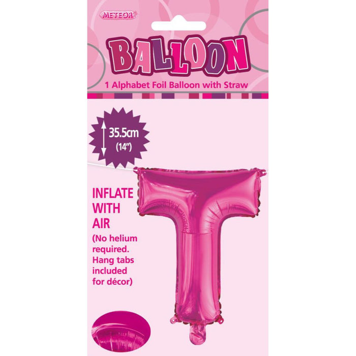 Alphabet Foil Balloon 35cm Hot Pink - T