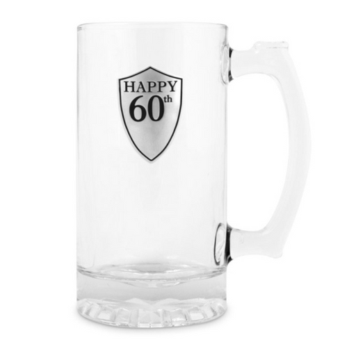 Ronis 60th Beer Stein with Handle Pewter Look 16cm 500ml