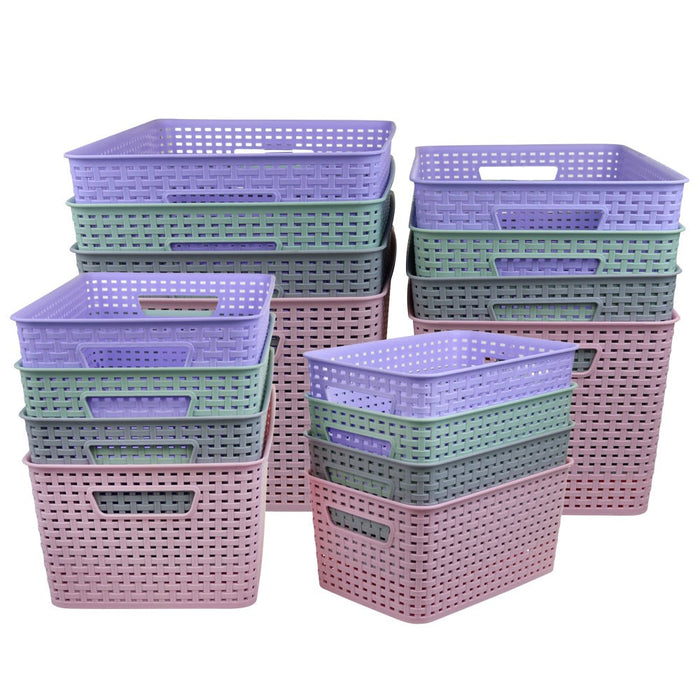 WOVEN STORAGE BASKET 22L 41.5X28.5X22CM 4 ASSTD