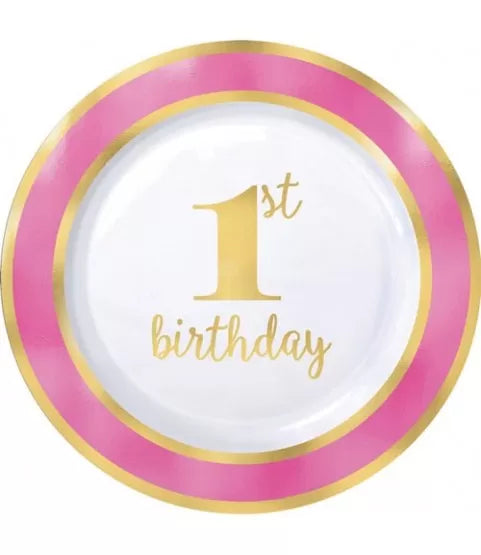 PARTY PLATES™ 1st Bday Pink Plate (26cm)