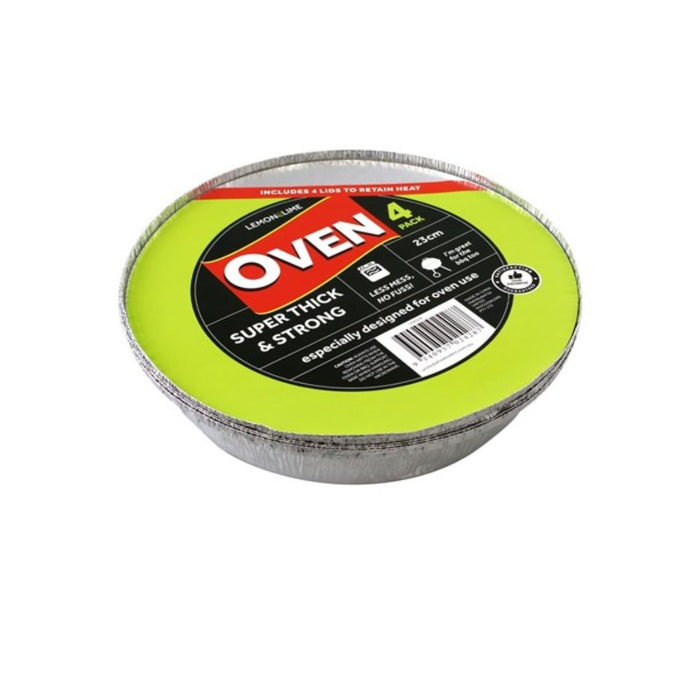 FOIL CONTAINER W/LID ROUND 4PK 23CM