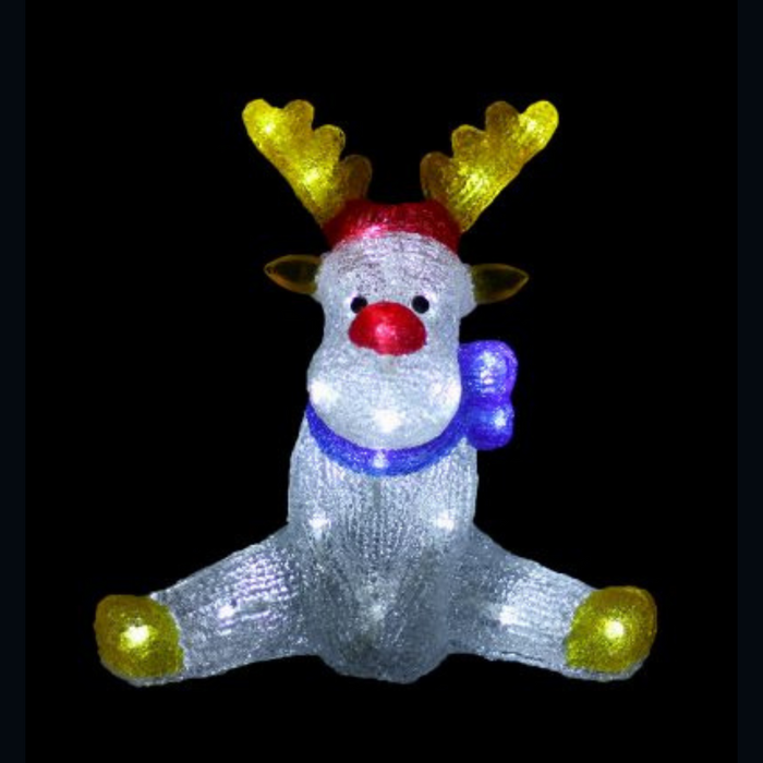 Ronis Acrylic Sitting Red Nose Reindeer