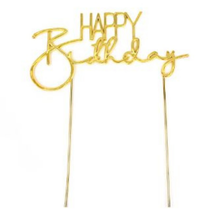 Cake Topper Happy Birthday 2 Cake Topper - Gold Metal