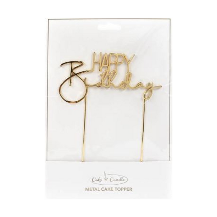 Cake Topper Happy Birthday 2 Cake Topper - Gold Metal