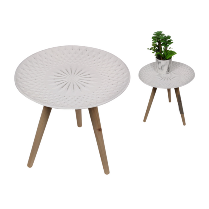 0.5 40X40Cm White Mdf Table W/Flor