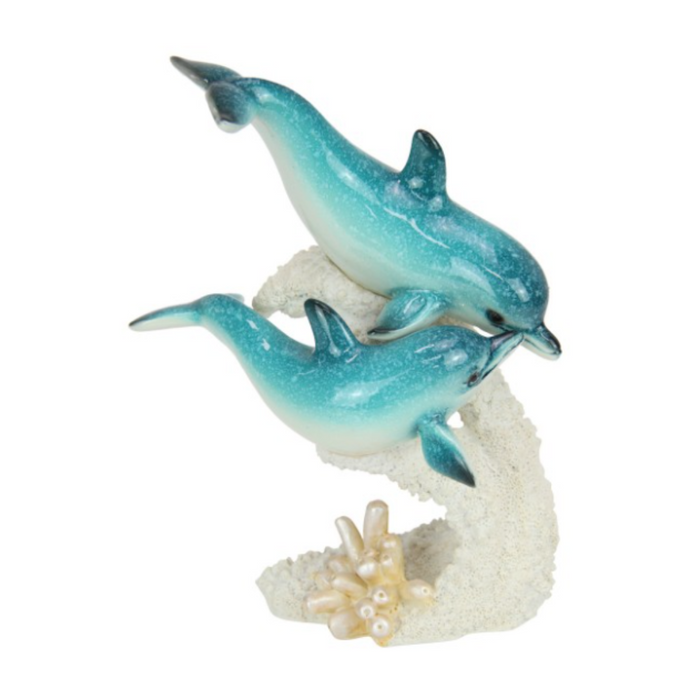 Twin Dolphins On Coral 17cm