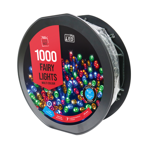 Fairy Lights LED Flashing Multicoloured Reel with Timer