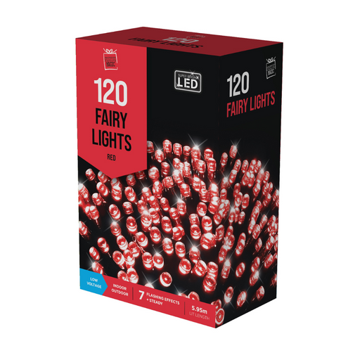 Fairy Lights Flashing LED Red 120 Lights