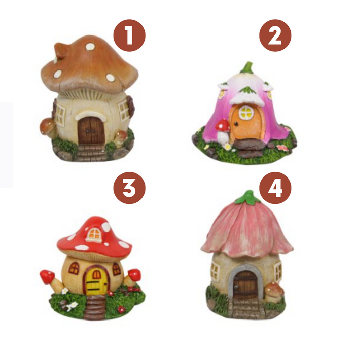 10CM MUSHROOM FAIRY GARDEN HOUSE 4 ASSTD