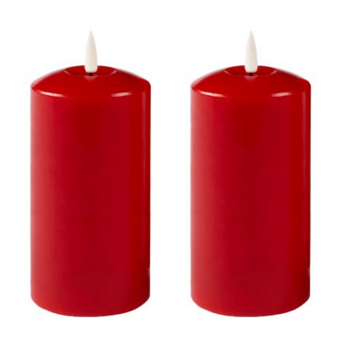 Ronis LED Pillar Candles Red Wax 23.5cmH