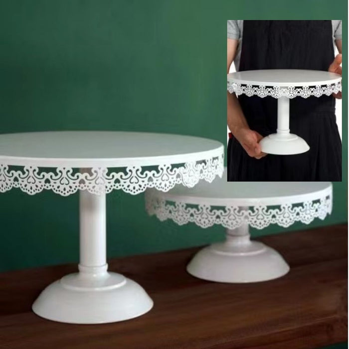 White Metal Cake Stand with Lace Inspired Edge - Bed Bath & Beyond -  12187278