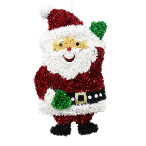 Tinsel Waving Santa Plaque 59x32cm