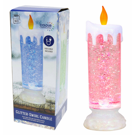 Glitter Swirl Candle Color Change USB 24cm