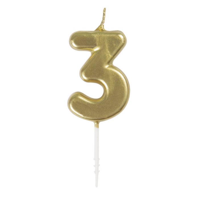 Mini Gold Numeral Pick Candles - 3