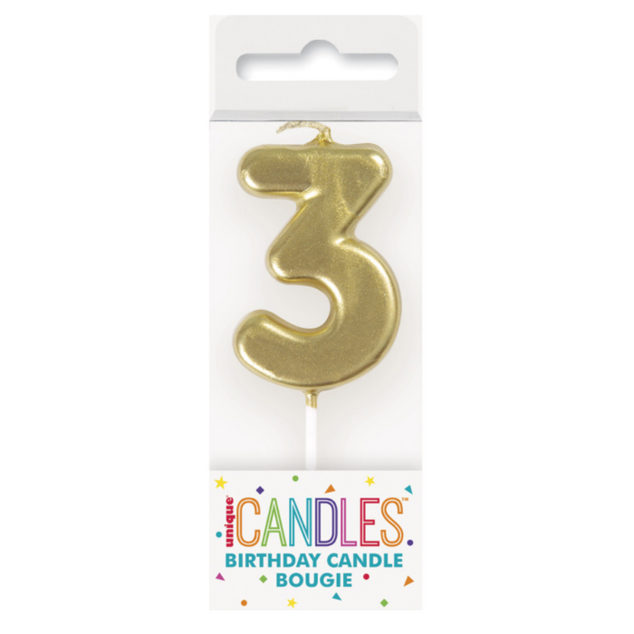 Mini Gold Numeral Pick Candles - 3