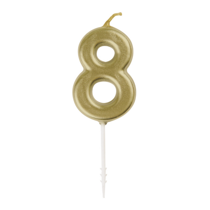 Mini Gold Numeral Pick Candles - 8