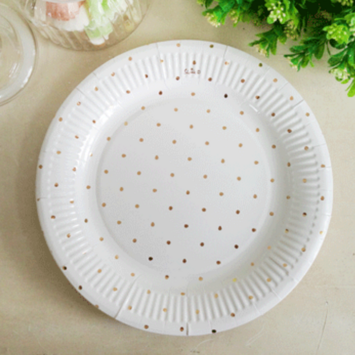 Metallic Gold Dotty Paper Plate 230Mm Pk Of 12