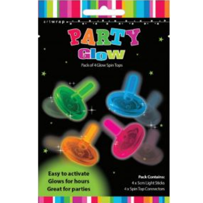 GLOW FAVOURS SPIN TOPS 4PK