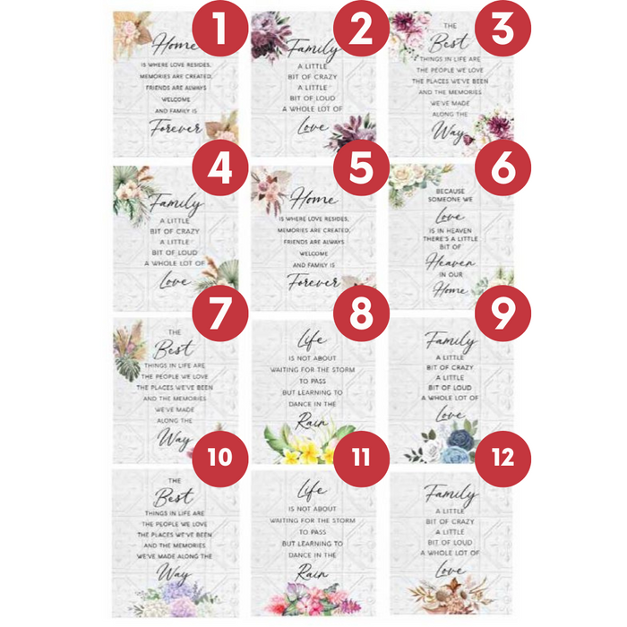 Ronis Floral Inspiration Plaques 14x12x0.9cm 12 Asstd