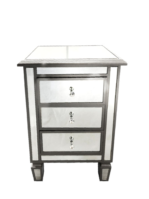 Manhattan Bed Side Table Colour: Silver 50x30x73cm Bevelled Glass