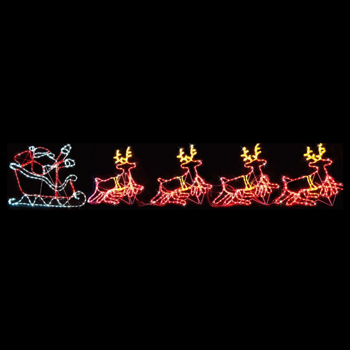 Ronis LED Silhouette Reindeer with Sleigh 5.3m 4 Moving Reindeer with Sleigh