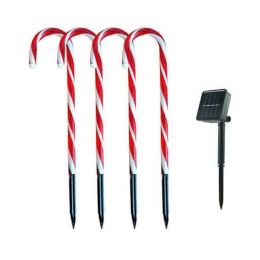 Ronis LED Solar Candy Canes White Red 4pk