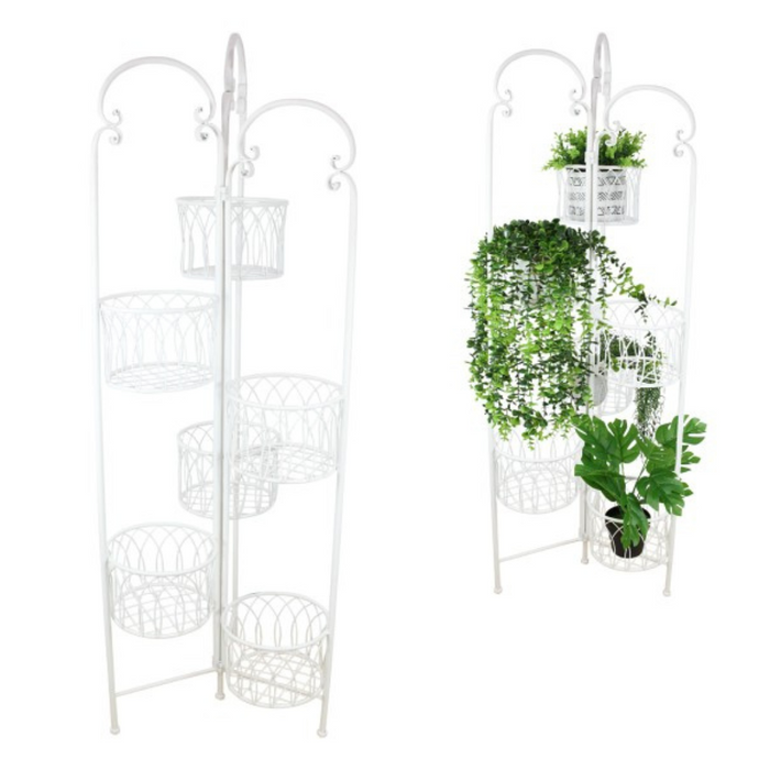 Ronis Large 6 Tier Metal Planter Stand 142cm White