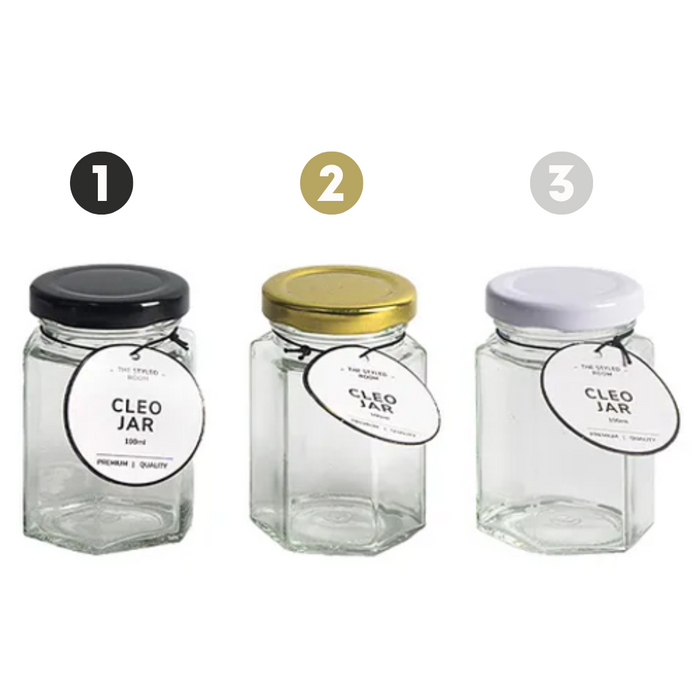 Ronis Mini Hex Glass Jar 128ml 3 Asstd