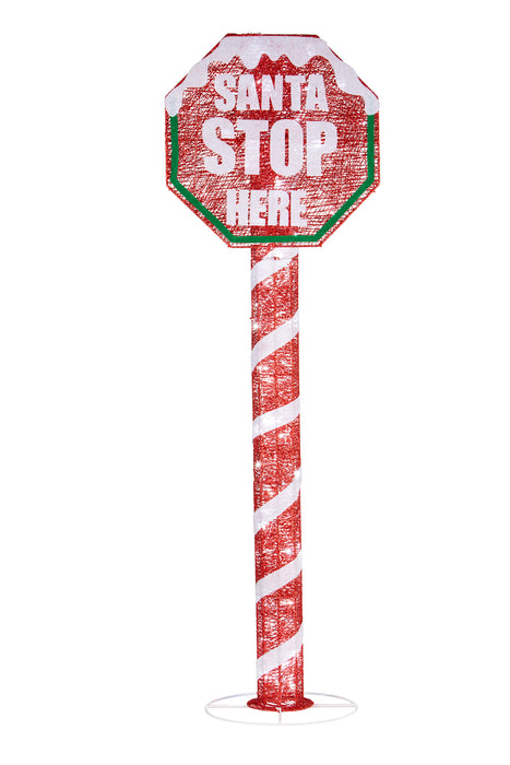 Santa Stop Here Christmas Sign with Lights 152cm