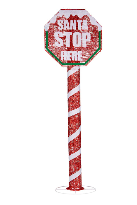 Santa Stop Here Christmas Sign with Lights 152cm