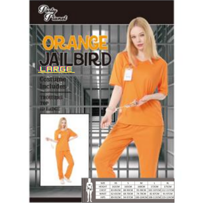 Orange Prisoner Size L Including Top. Trousers, Id Badge