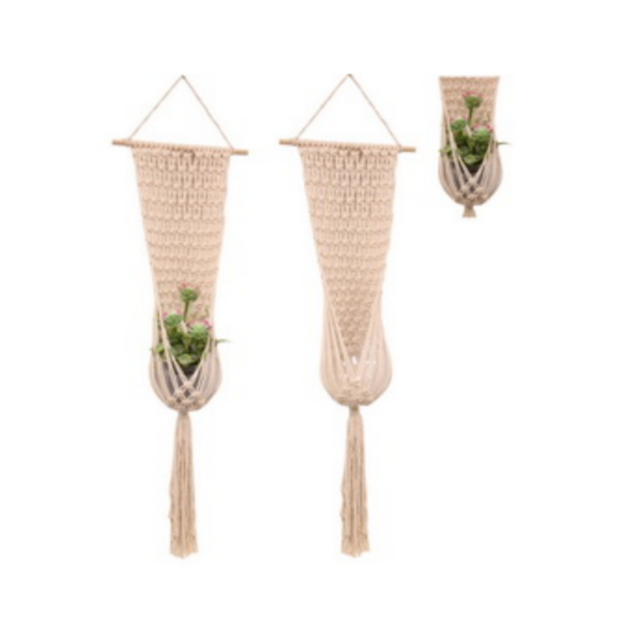 Cream Macrame Pot Holder W 127Cm