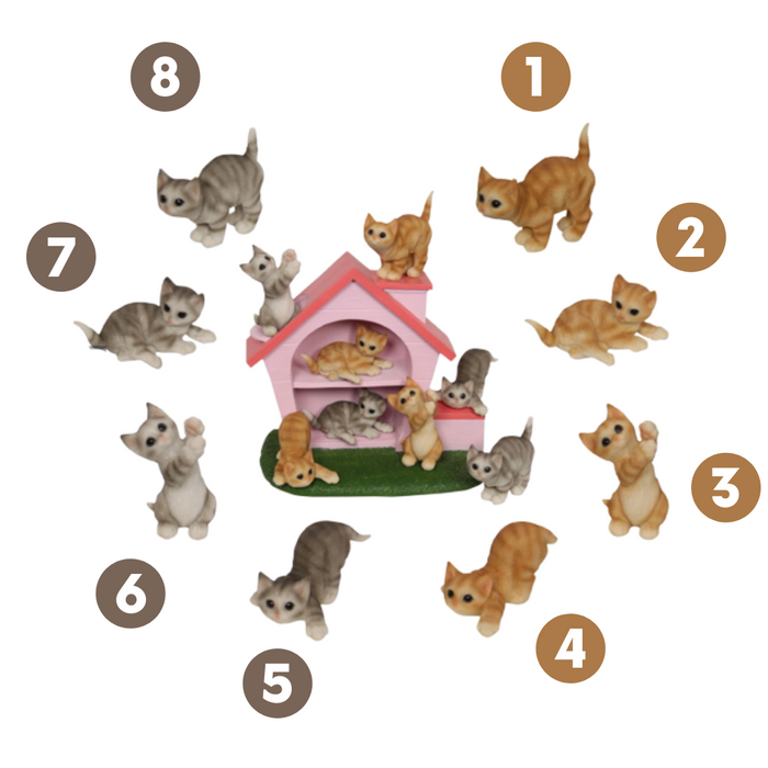 CUTE CAT W/HOUSE DISPLAY 8 ASST 10CM