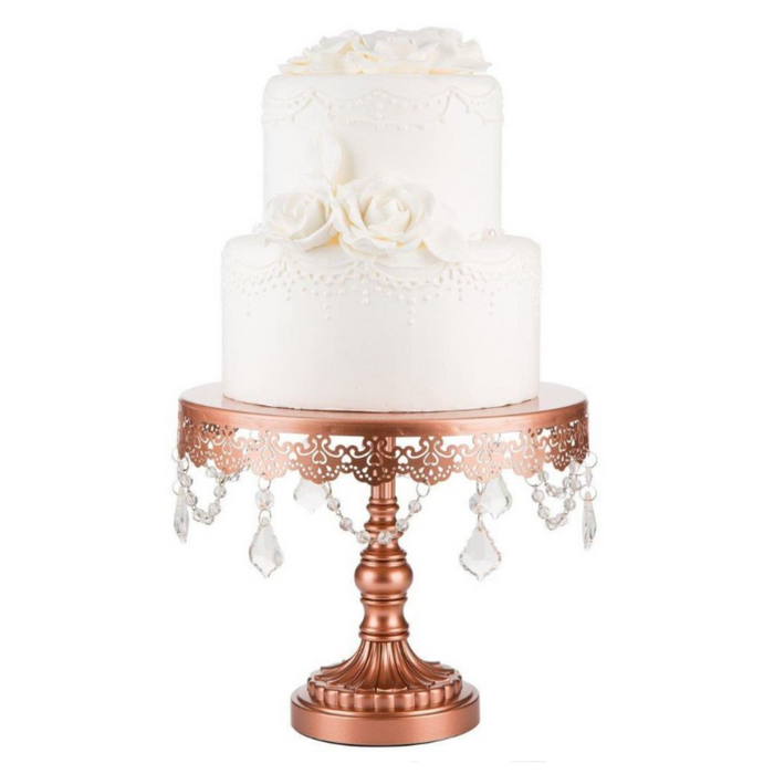 25cm Crystal-Draped Cake Stand™ Rose Gold 25cm