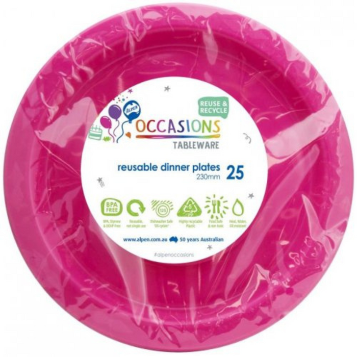 Ronis Reusable Dinner Plate 23cm Magenta