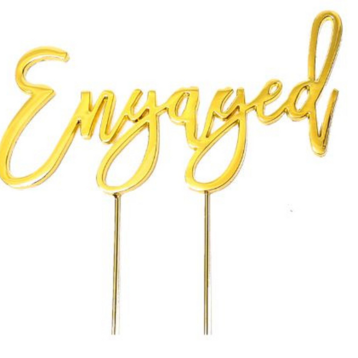 Cake Topper Engaged Cake Topper Gold Plated