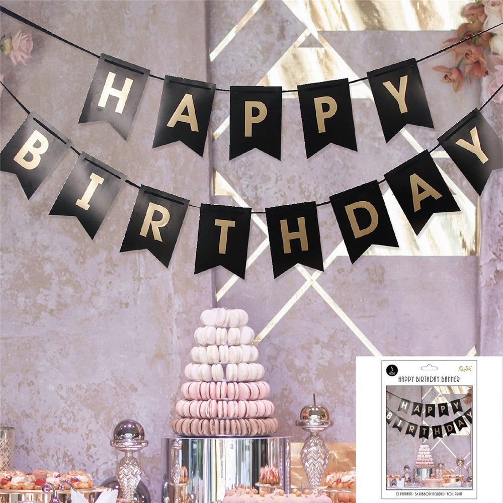 Black & Gold Foil Birthday Bunting