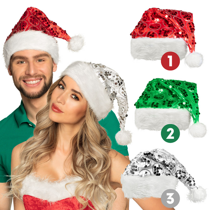 Ronis Sequin Circles Santa Hat 3 Asstd