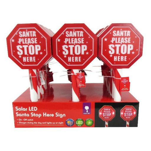 Ronis Solar Santa Stop Sign 35cm